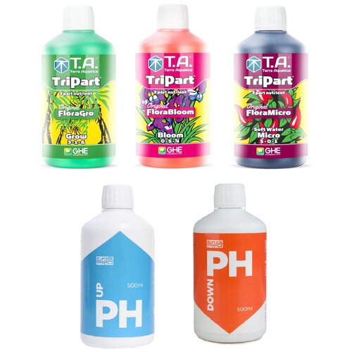   Terra Aquatica TriPart (Grow + Bloom + Micro HW) +   E-mode (pH Up + pH Down) 5  0,5 (GHE Flora) 5125