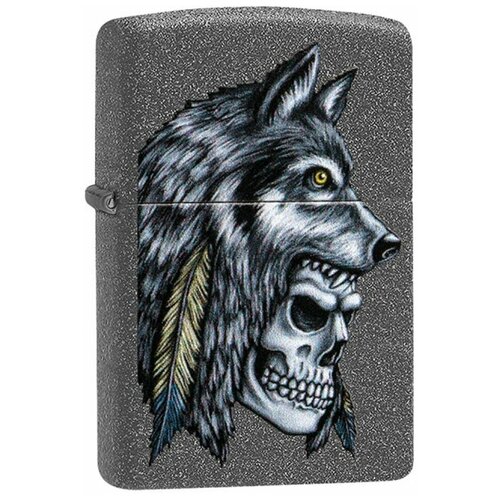    ZIPPO Classic 29863 Wolf Skull Feather Design   Iron Stone - ,    6570